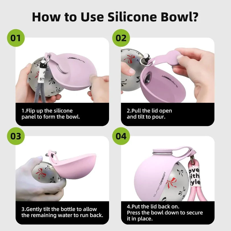 Portable Dog Water Bottle with Bowl